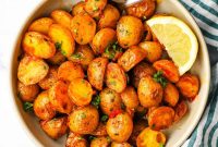 Spicy Harissa Roasted Potatoes with Crispy Edges