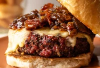 Smoky Burger with Bacon and Caramelized Onion Jam