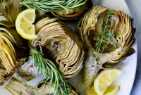 Garlic Butter Roasted Artichokes with Lemon and Herbs