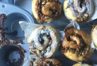 Browned Butter Brioche Scrolls with Tahini Caramel, Pistachios & Halva
