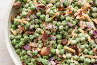 Crispy Bacon Pea Salad with Cheddar and Red Onion