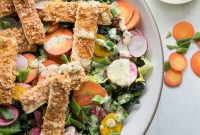 Crispy Baked Tofu Salad with Creamy Lemon Poppy Seed Dressing