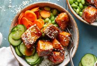 Teriyaki Salmon Rice Bowl with Glazed Salmon & Sticky Rice