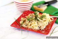 Garlic Basil Chicken Pasta in Creamy Alfredo Sauce