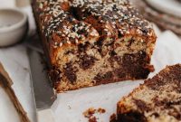 Chocolate Tahini Swirl Banana Bread with Sour Cream Twist