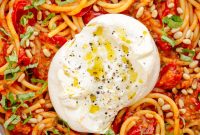Creamy Burrata Pasta with Cherry Tomato Garlic Butter Sauce