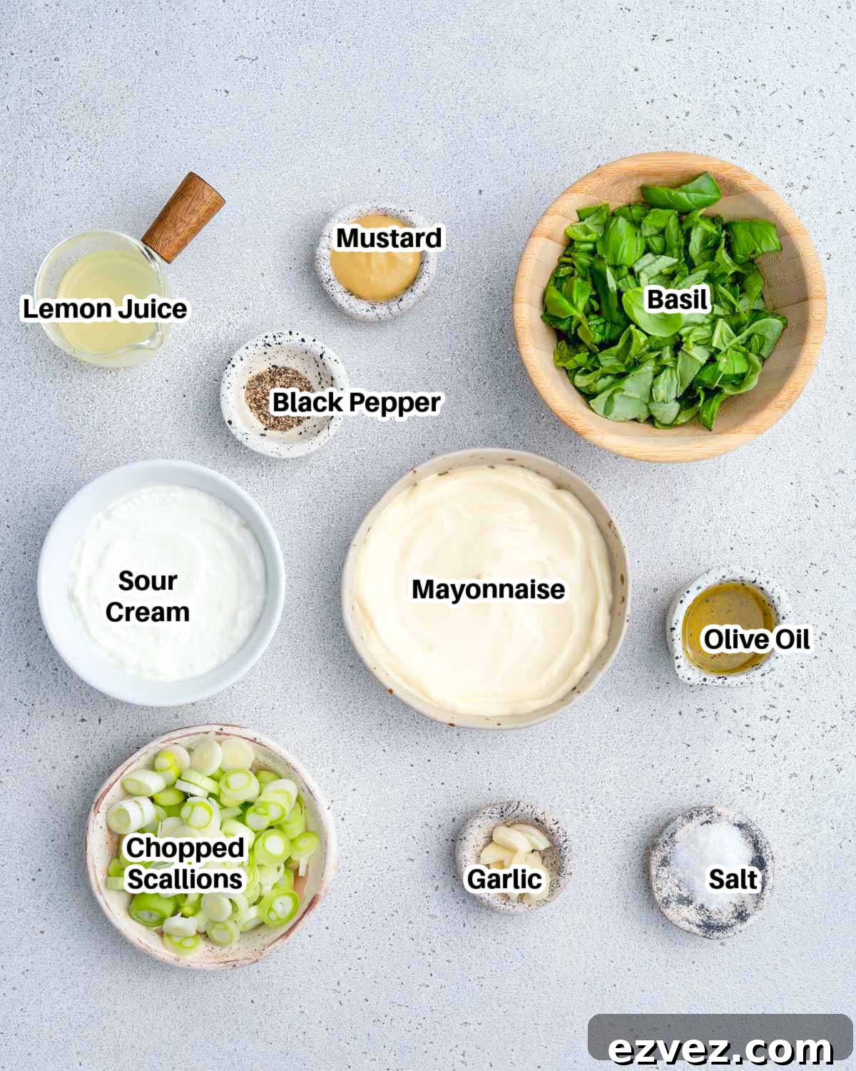 ingredients to make green goddess dressing. 