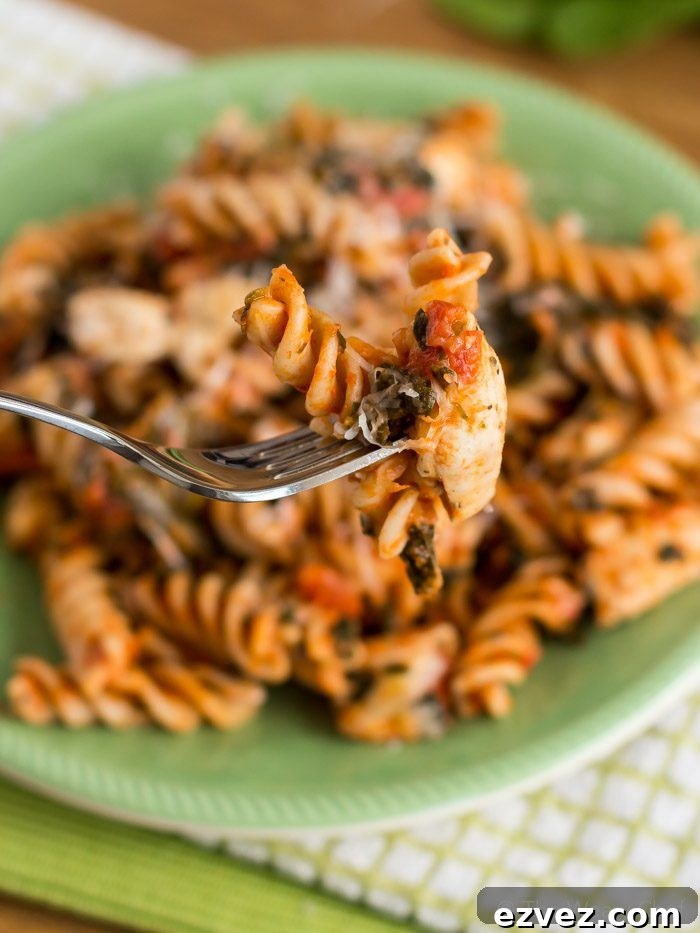 One-Pan Garlic Chicken and Pasta Dinner Recipe 4 Easy Chicken with Pasta Dinner Recipe - Dress up your spaghetti with chicken, spinach, and a bit of spice!