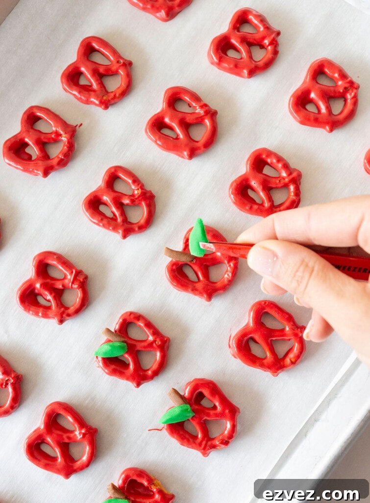 dipped pretzels dripping excess coating