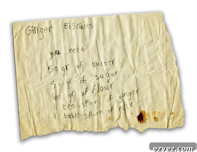 Today I'm sharing what might be the very first recipe that I ever wrote down. An easy baking recipe for ginger biscuits which I have now modified to include spelt. These spelt ginger biscuits are so simple that a five year old could make them (and probably has, judging by the writing).