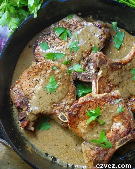 Skillet Pork Chops with Mustard Cream Sauce