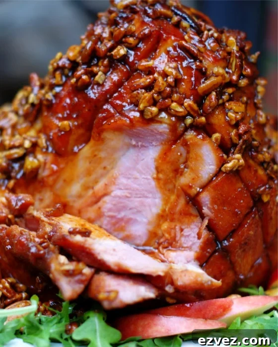 Easy Southern Pecan Crusted Ham sliced