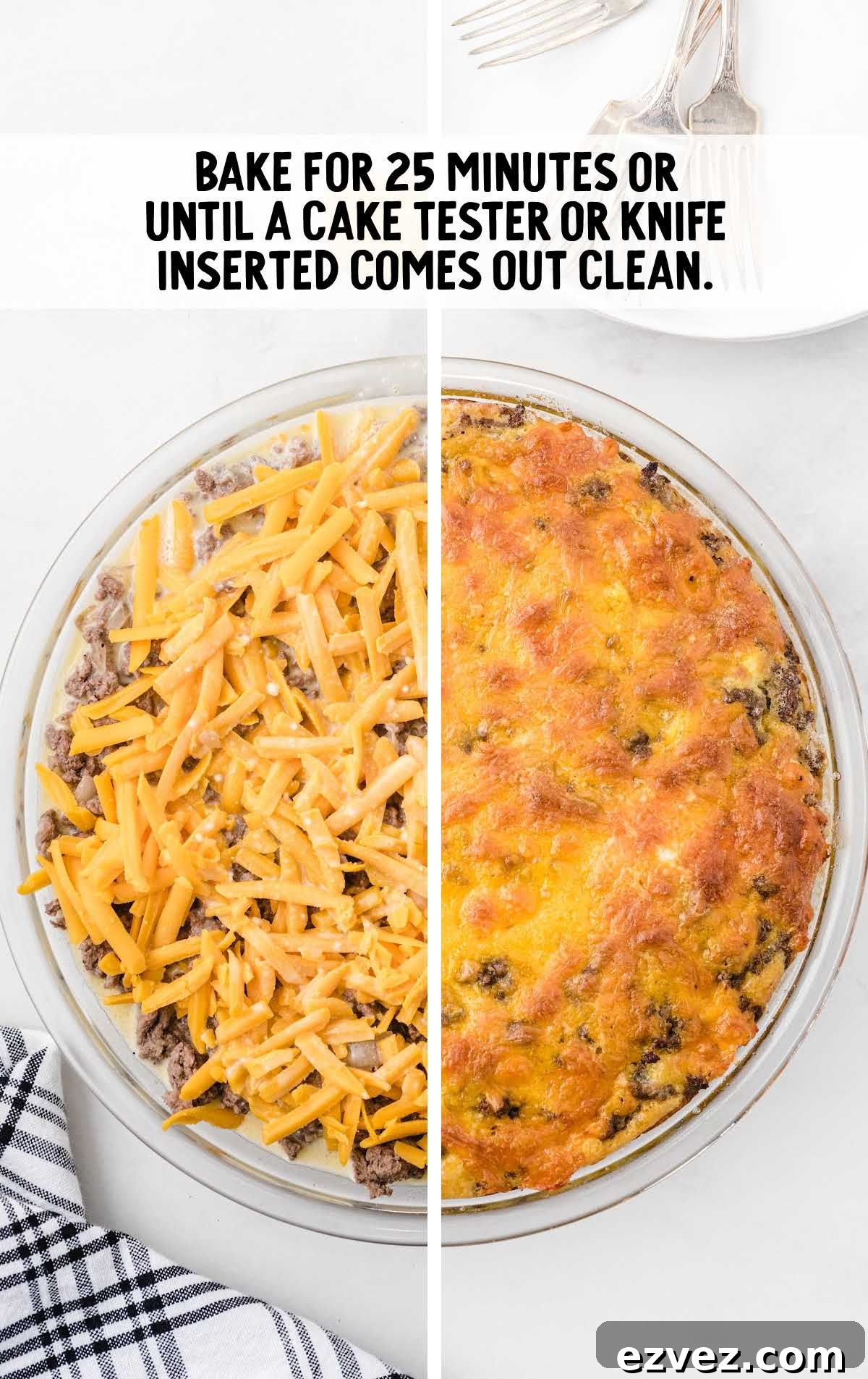 cheeseburger pie after being in the baking dish