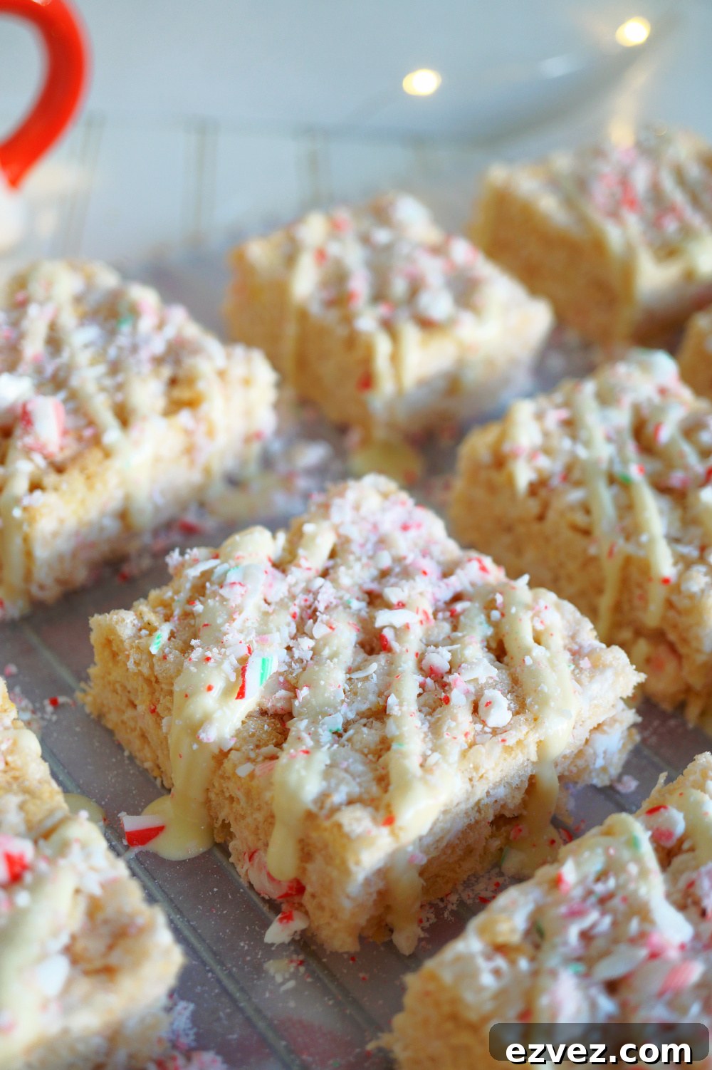 overhead shot of candy cane rice krispies