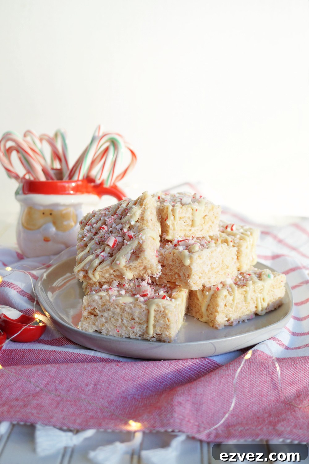 plate with stack of rice krispie treats