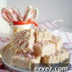 plate of candy cane rice krispie treats
