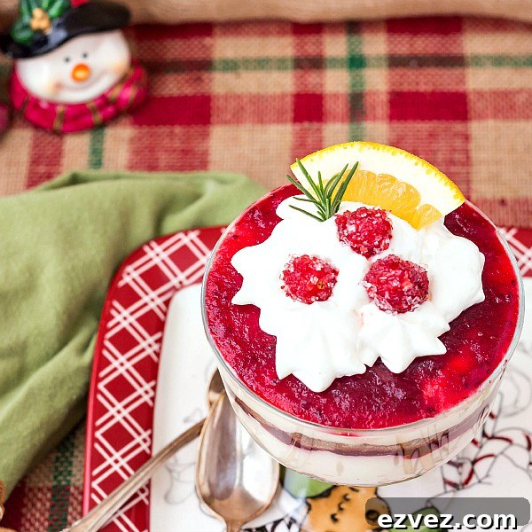 Overhead shot of no bake orange cranberry cheesecake parfaits.