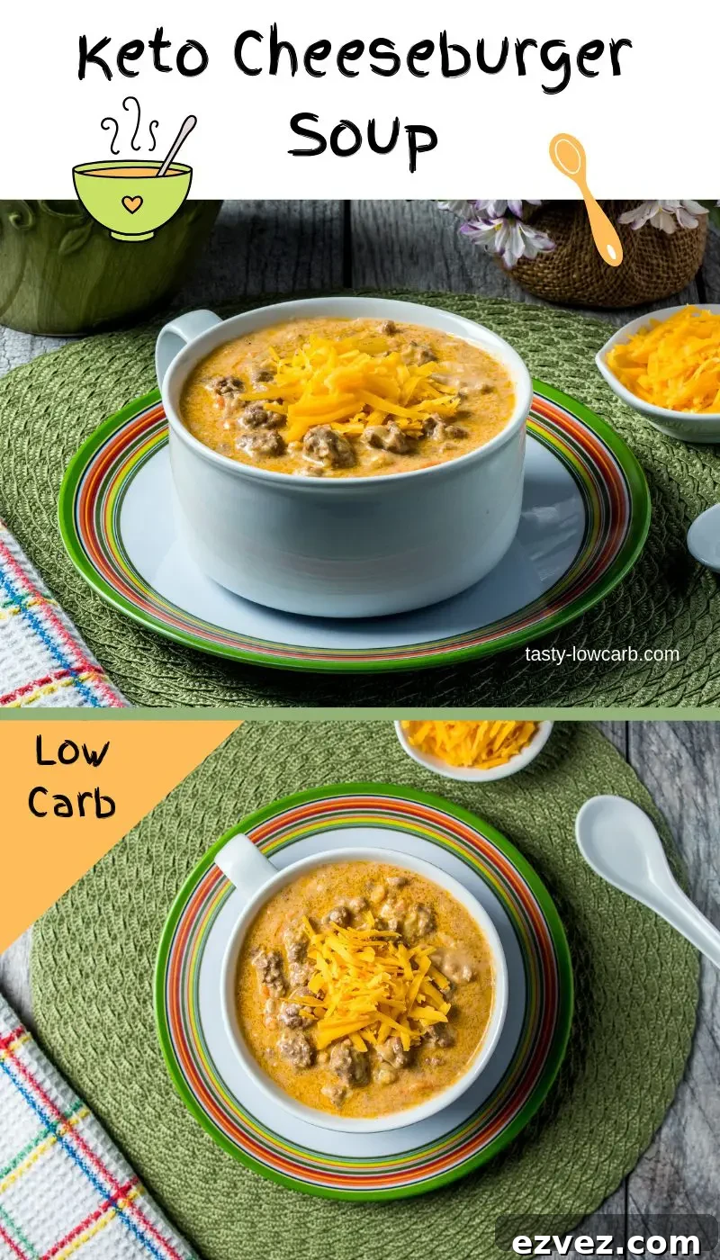 Cheeseburger soup served