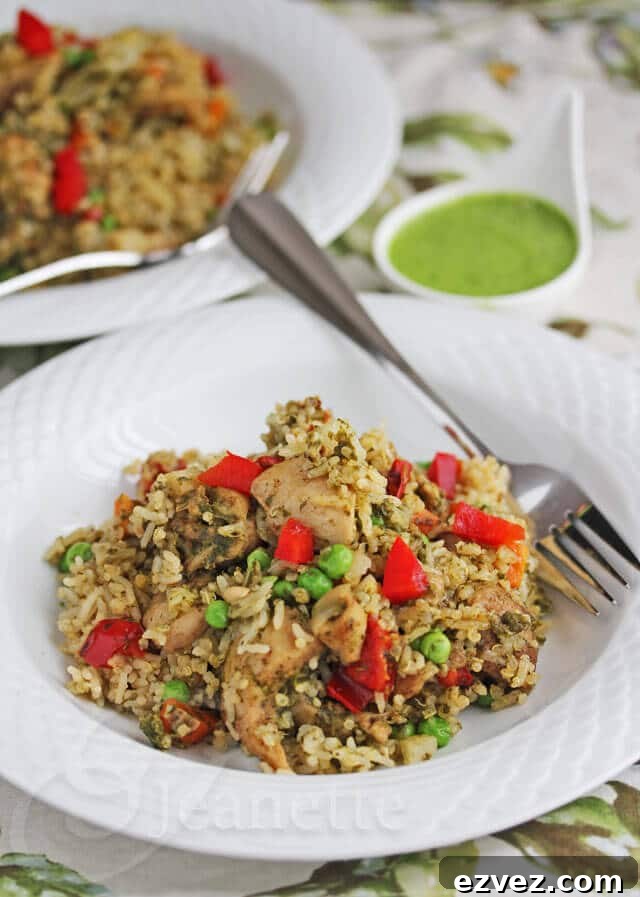 Peruvian Green Chicken with Rice and Quinoa © Jeanette's Healthy Living