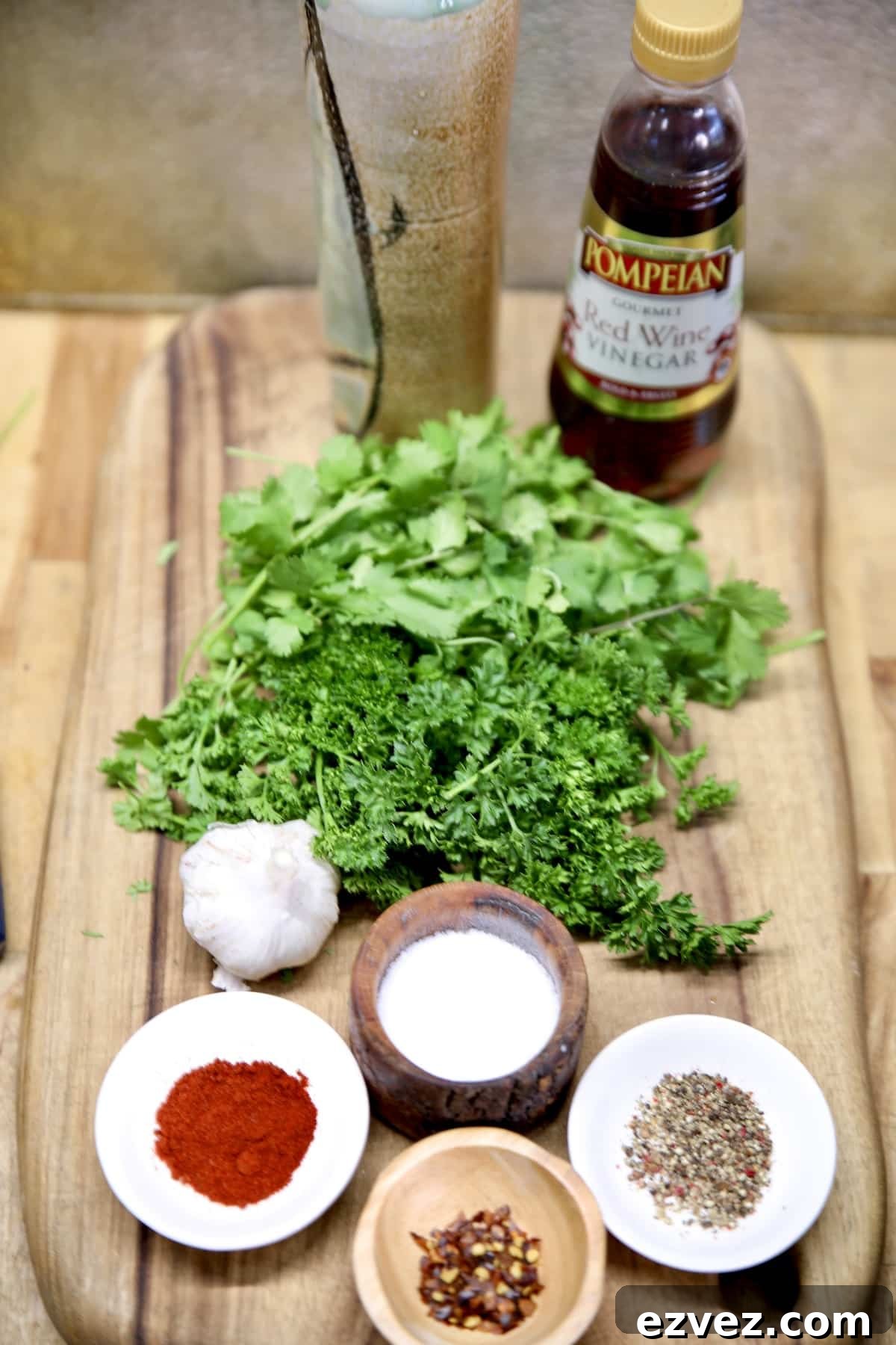 Ingredients for chimichurri sauce.