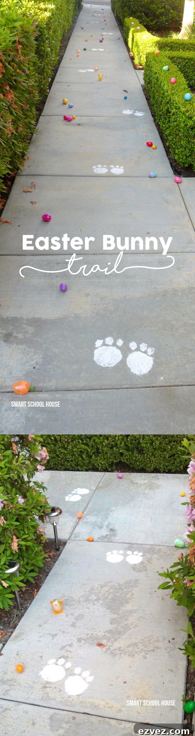 Easter Bunny Footprint Trail - using flour and an aluminum pan!