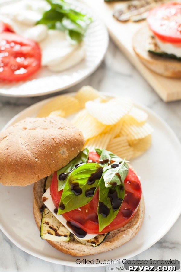 Grilled Zucchini Caprese Sandwich from thelittlekitchen.net