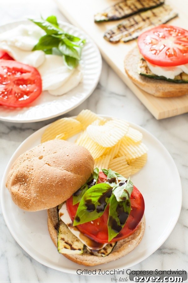 Grilled Zucchini Caprese Sandwich from thelittlekitchen.net