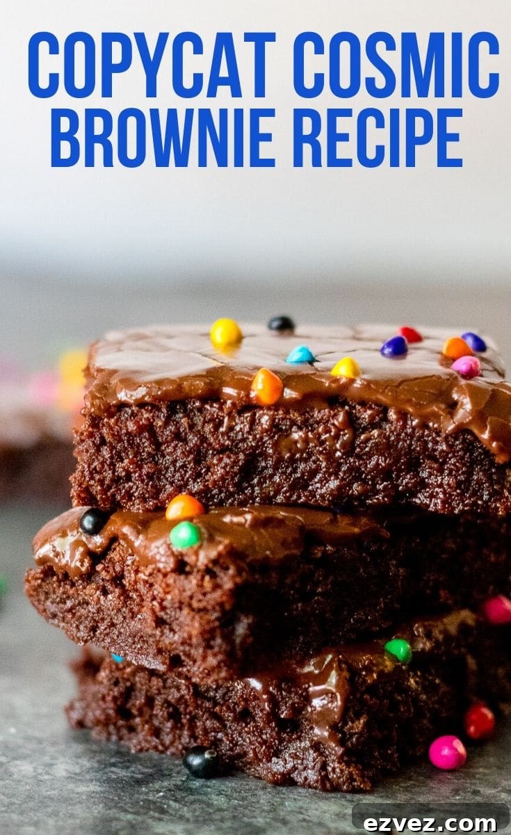 Cosmic Brownies Recipe — Fudgy, No-Bake Chocolate Squares 2 3 cosmic brownies stacked on top of each other