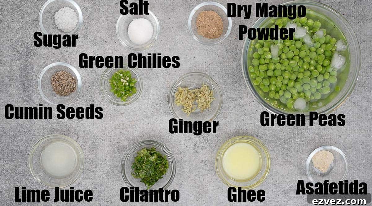 Chaunka matar ingredients.