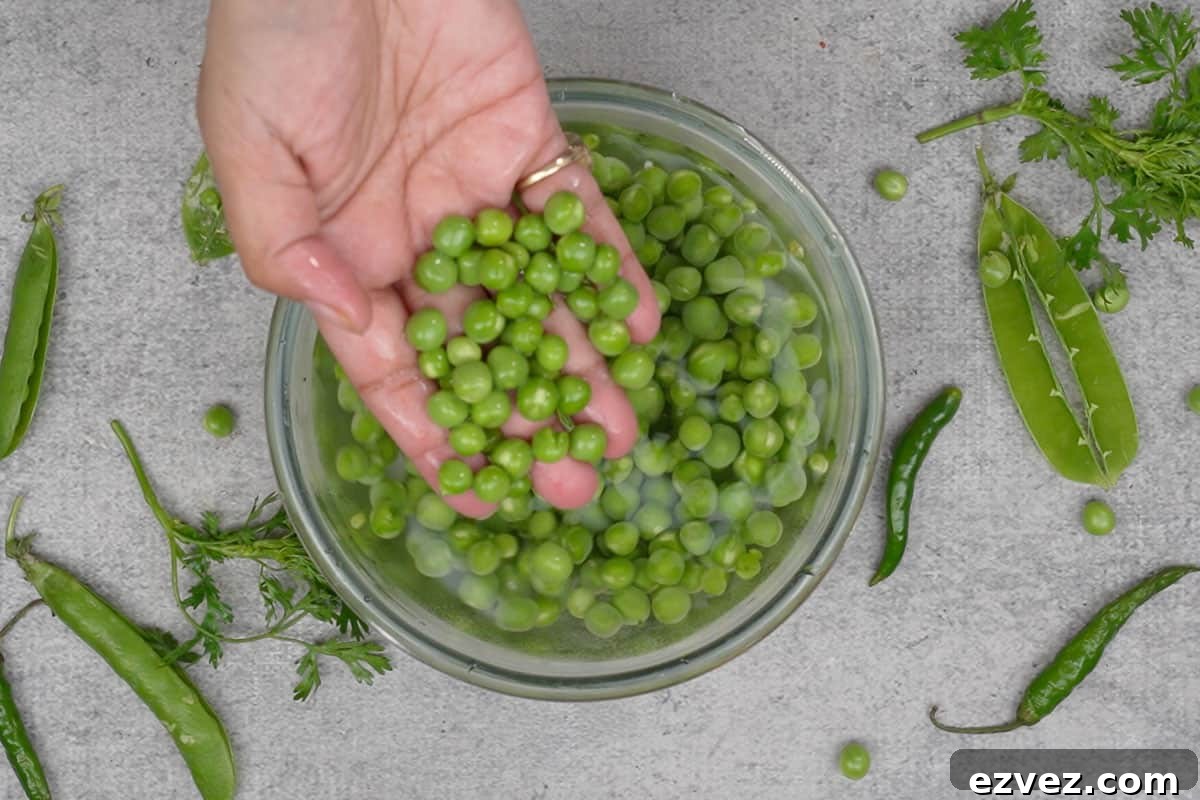 Shelled peas.