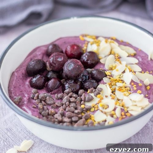 Blueberry Avocado Smoothie in a bowl