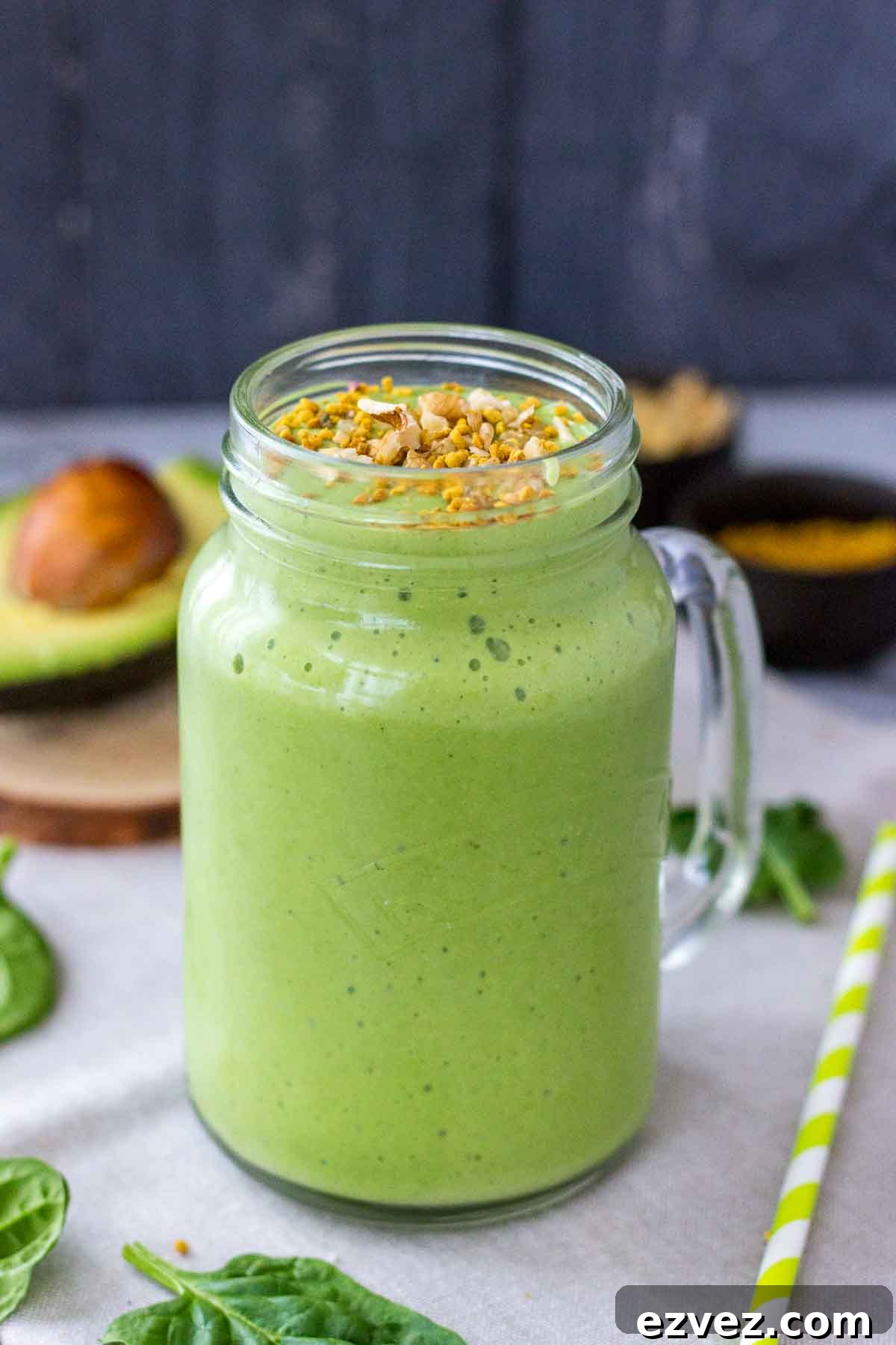 Avocado Smoothie served in a glass