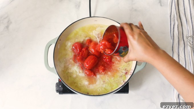 Canned tomatoes in a pot