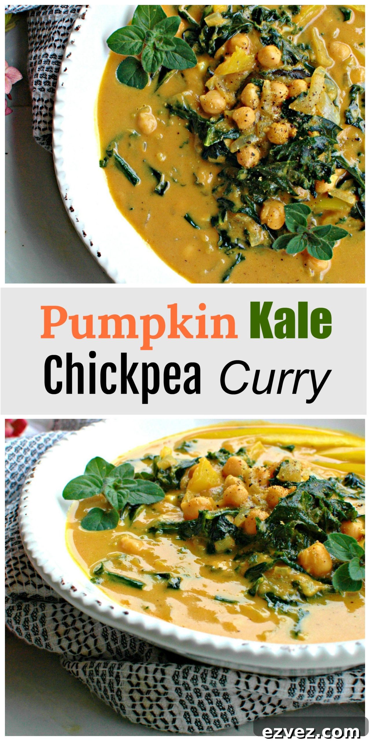 Pumpkin, Kale, and Chickpea Curry Pinterest