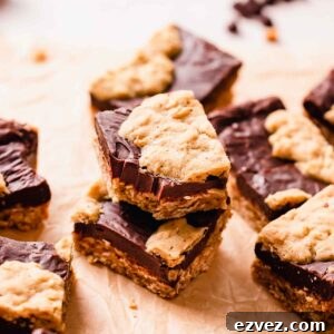bitten oatmeal fudge bars on parchment paper