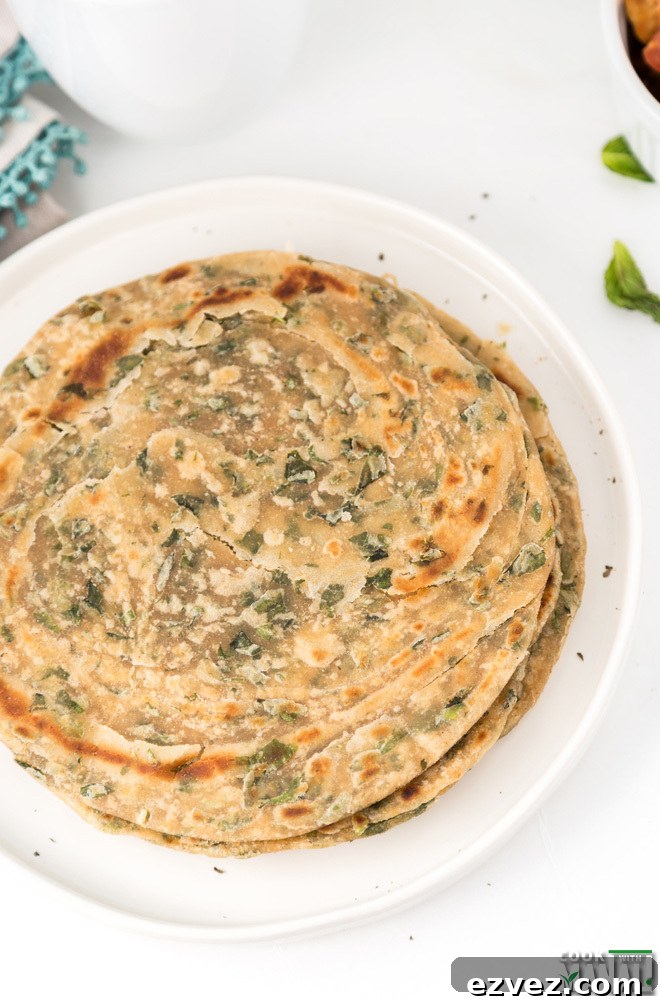 Refreshingly Flavored Mint Paratha Recipe — Soft & Aromatic 3 Mint Parathas