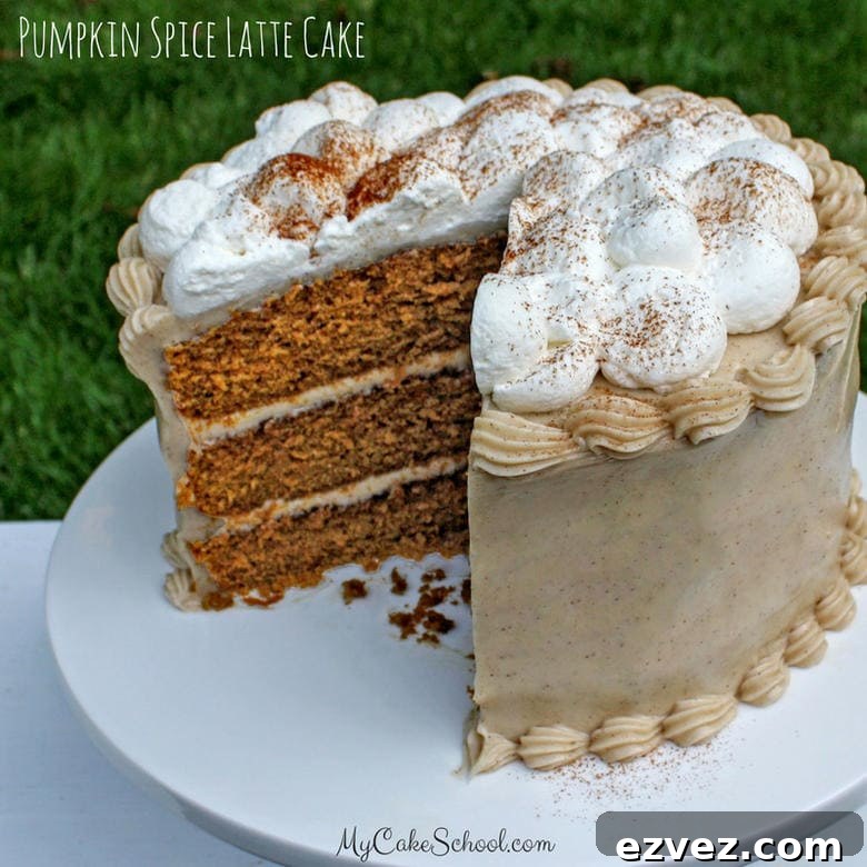 Moist and Delicious Pumpkin Spice Latte Cake by MyCakeSchool.com! The perfect blend of pumpkin, spices, and espresso! 