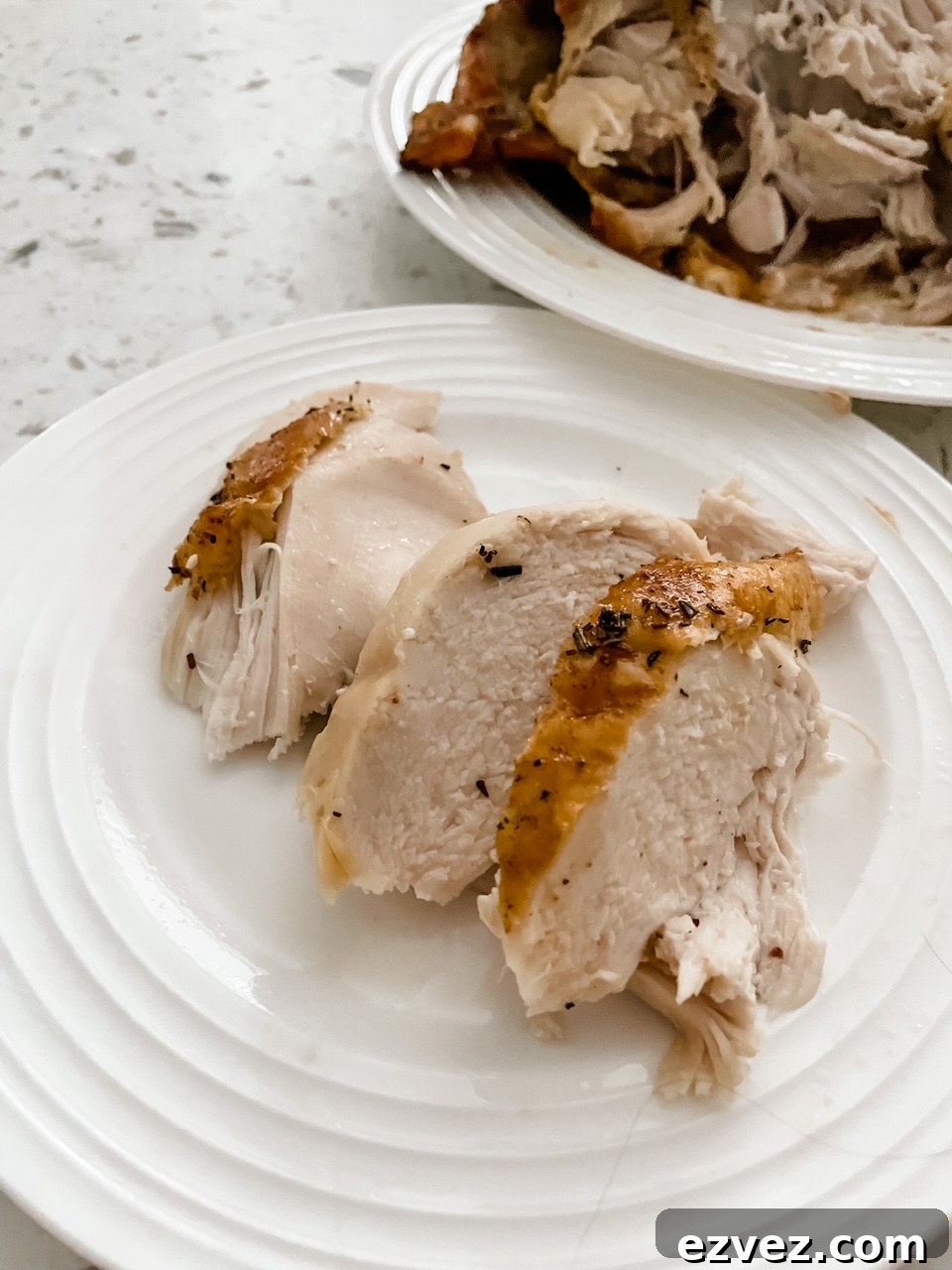 Three slices of the Basic Herb-Roasted Chicken
