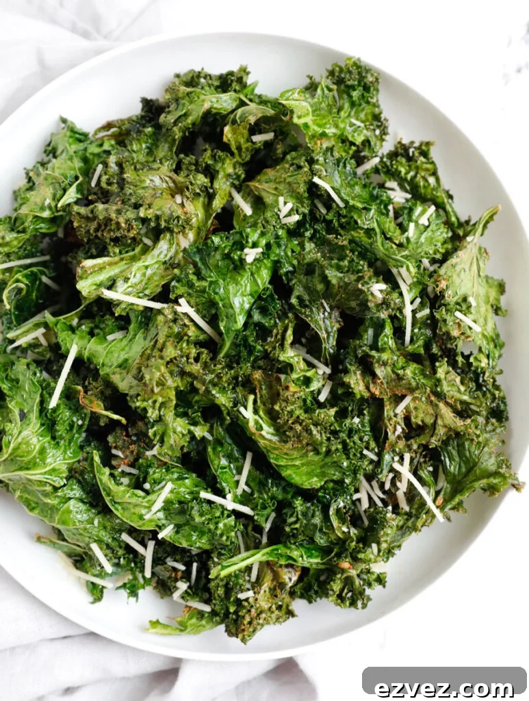 Crispy Kale Chips from the Air Fryer: Quick Crunch Snack 2 Crispy kale chips in a plate.