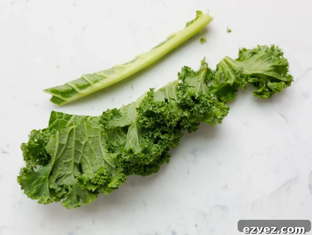 Crispy Kale Chips from the Air Fryer: Quick Crunch Snack 4 How to remove the stem from kale leaves.