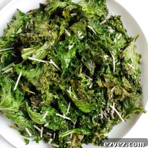 Crispy Kale Chips from the Air Fryer: Quick Crunch Snack 9 Crispy kale chips in a plate.