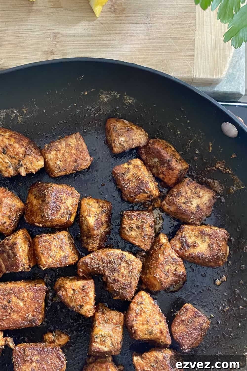 sauteing tuna bites
