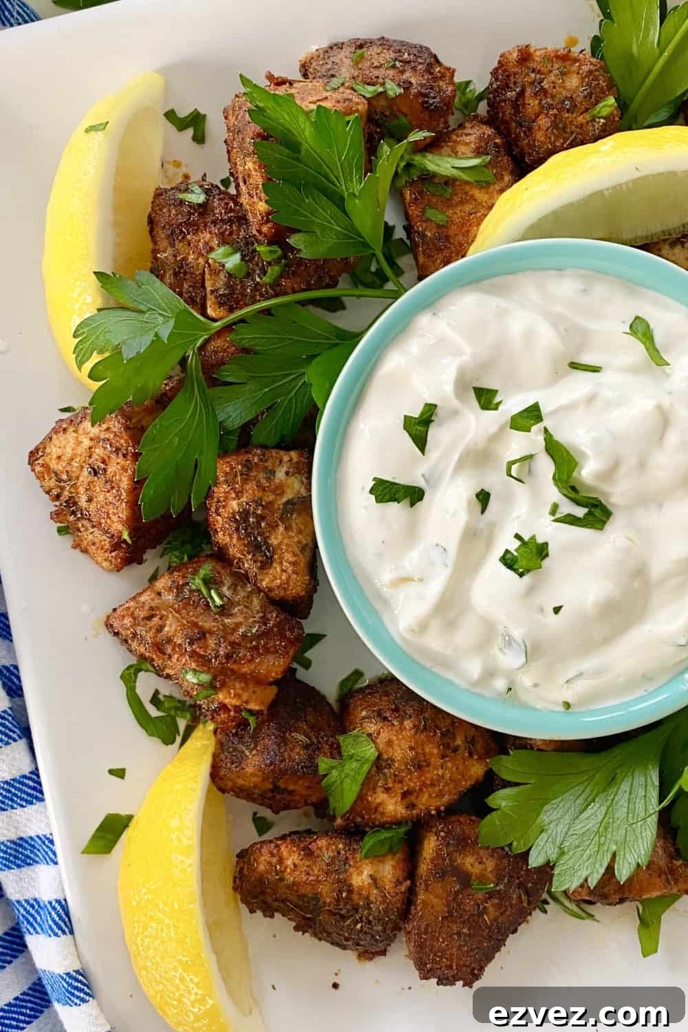 tuna bites with dipping sauce
