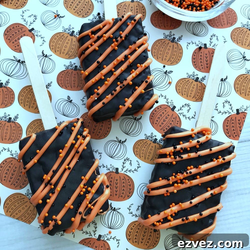 insta halloween rice krispie pops