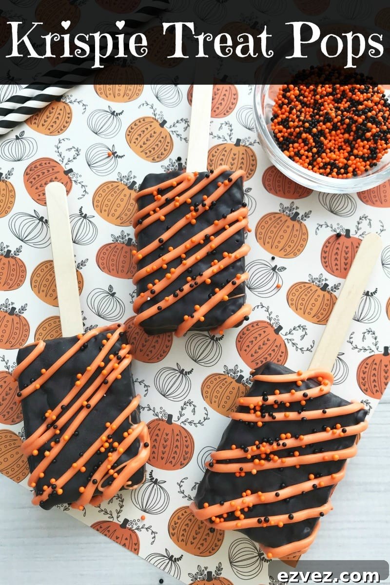 pin three halloween rice krispie pops