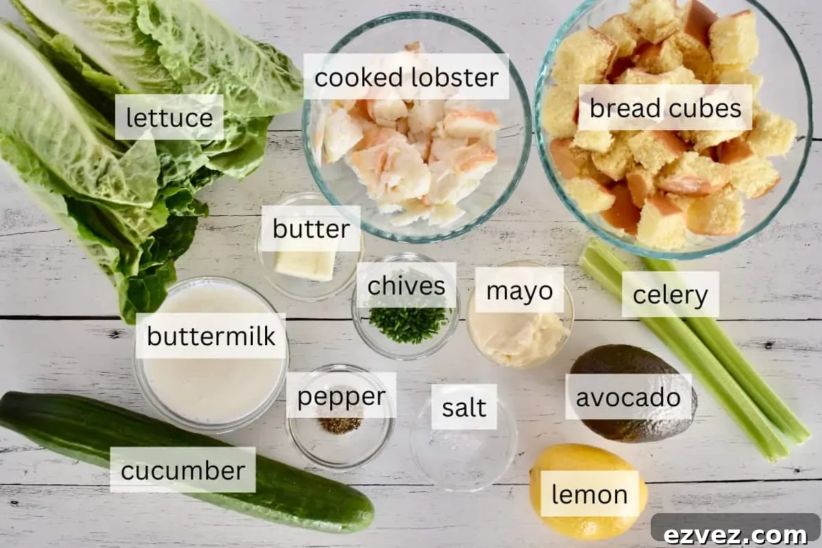 Ingredients for recipe include romaine lettuce, bread, buttermilk, and chives. 