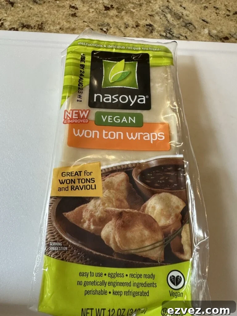 A package of vegan won ton wraps