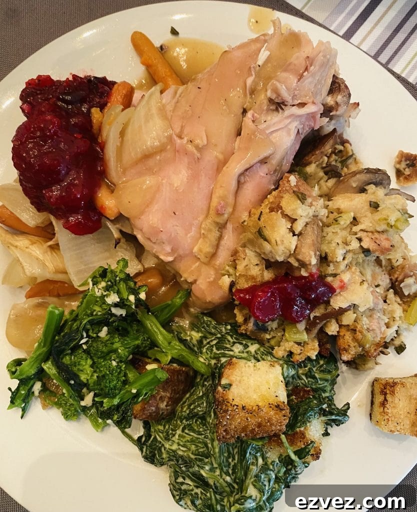 Thanksgiving Stuffing with Sausage and Mushrooms on plate