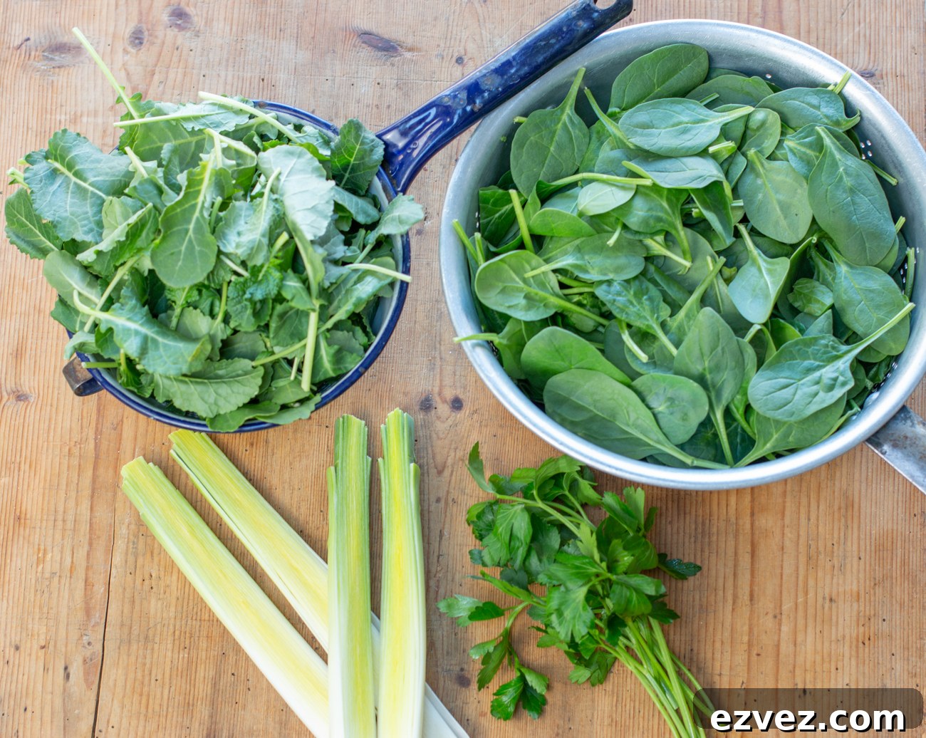 Four green veggies used in the Corn Tortilla Lasagne