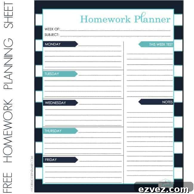Homework and Organization sheet